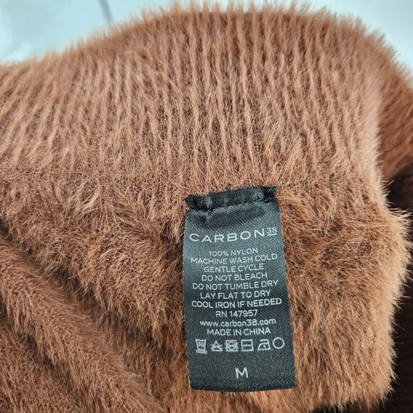 Carbon38 Lounge Pants Brown Fuzzy High Waist Relaxed Comfort Pull On Stretch M - Picture 4 of 5